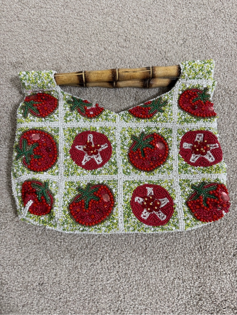 NWOT Tomato Beaded Bag Made in India